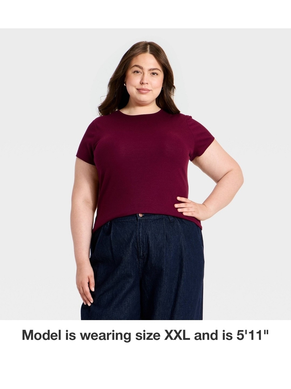 Women's Short Sleeve Crewneck Top in Deep Berry
